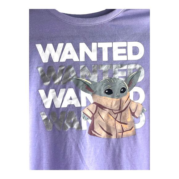 Star Wars Juniors TEE SHIRT Top Girls 7/9 Lavender Metallic Silver Yoda Wanted - Picture 4 of 9